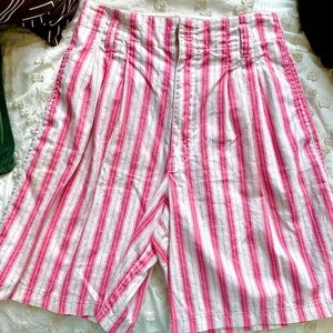 Pink and white pinstripe high waisted shorts